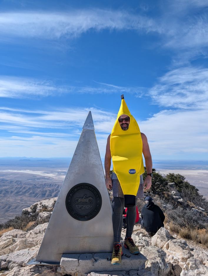 First Human Banana at the Guadalupe Peak Summit